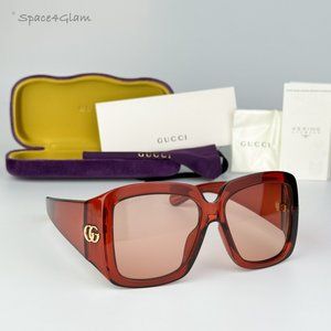 Gucci Women Sunglasses Burgundy Pink Square GG1402SA 003 BRAND NEW